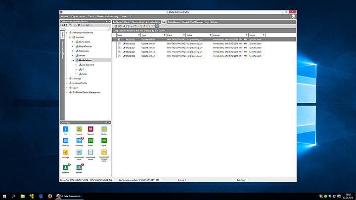 G DATA Patch Management – Lijst met rollback-opdrachten