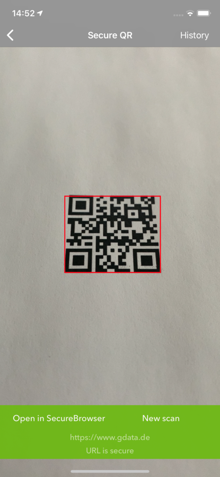 G DATA Mobile Security iOS: QR code scanner