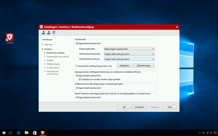 G DATA Antivirus: Realtimebeveiliging