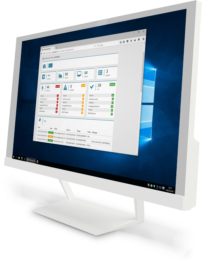 Het G DATA ActionCenter als schermafbeelding op een monitor